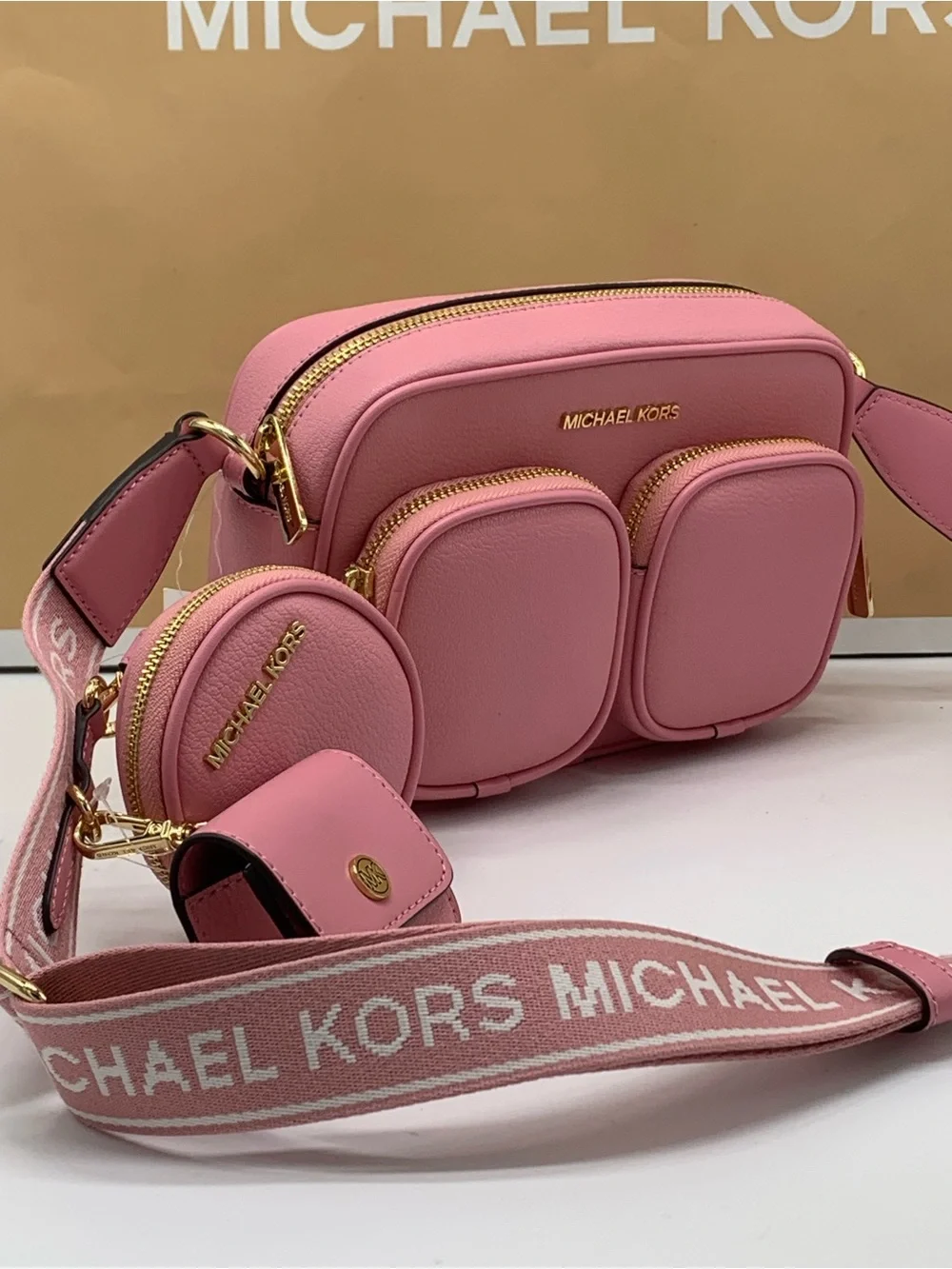 Michael Kors Carnation Pebbled Leather Crossbody